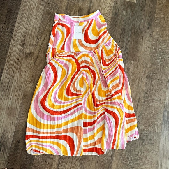 NWT Ted Baker Faidi Dropped Waist Pleated Retro Allover Print Midi Skirt 0/US 2 - Picture 14 of 16